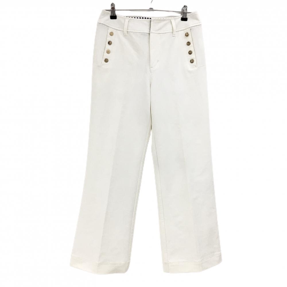 ビバハート パンツ 白 ゴールドボタン バックロゴ  レディース 40(M) ゴルフウェア VIVA HEART