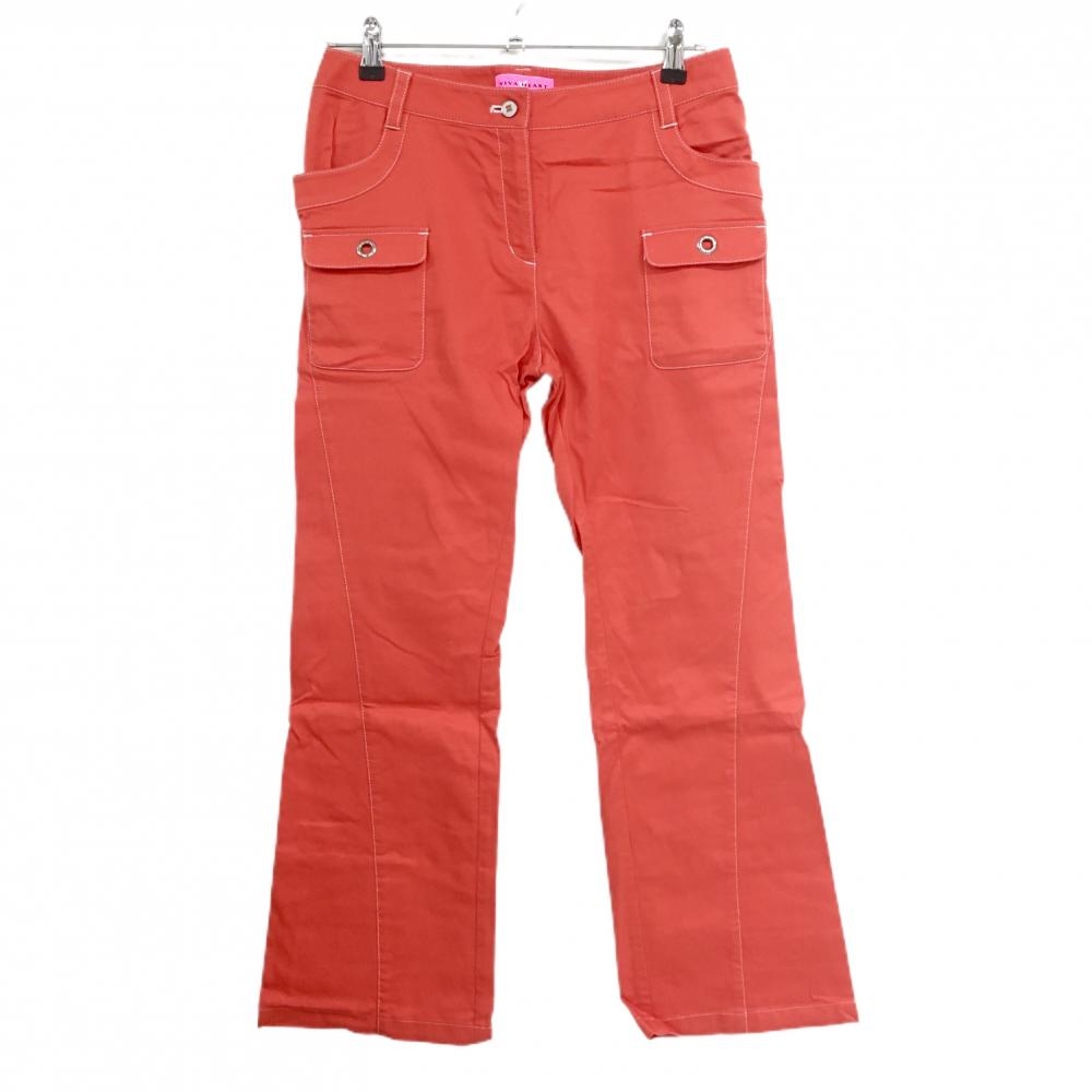 【美品】ビバハート パンツ レッド 複数ポケット ストレッチ レディース 42(L) ゴルフウェア VIVA HEART
