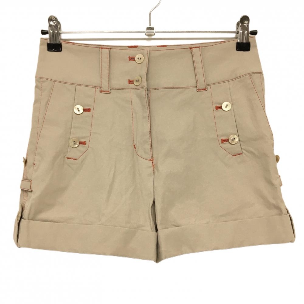 【超美品】ビバハート ショートパンツ ベージュ×オレンジ ステッチ ストレッチ  レディース 38(S) ゴルフウェア VIVA HEART