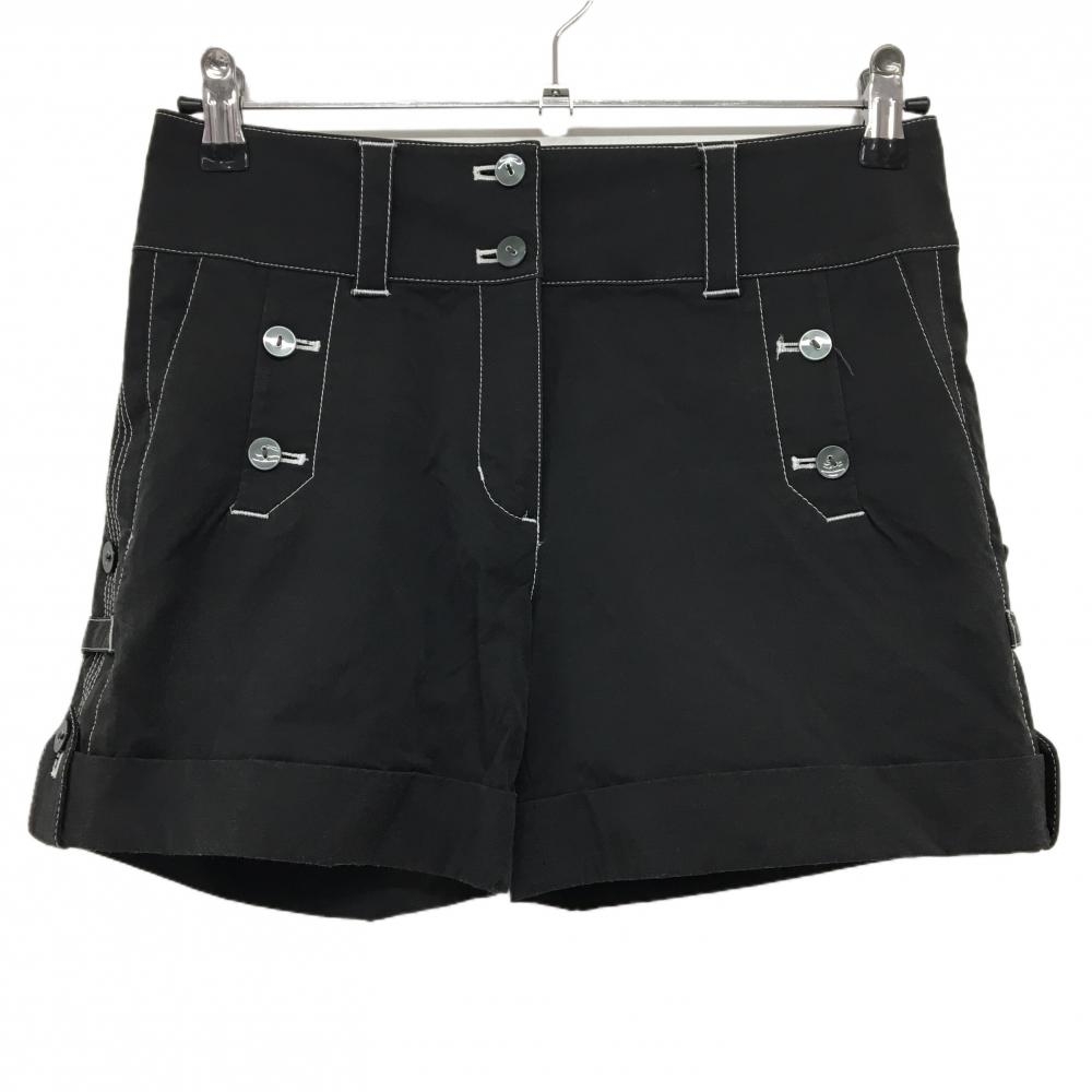 ビバハート ショートパンツ 黒×白 ステッチ ストレッチ レディース 40(M) ゴルフウェア VIVA HEART