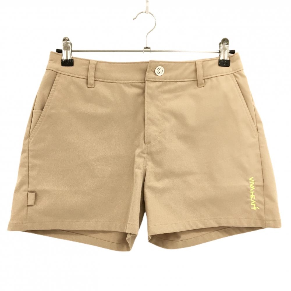【美品】ビバハート ショートパンツ ベージュ ロゴ刺しゅう  レディース 42(L) ゴルフウェア VIVA HEART