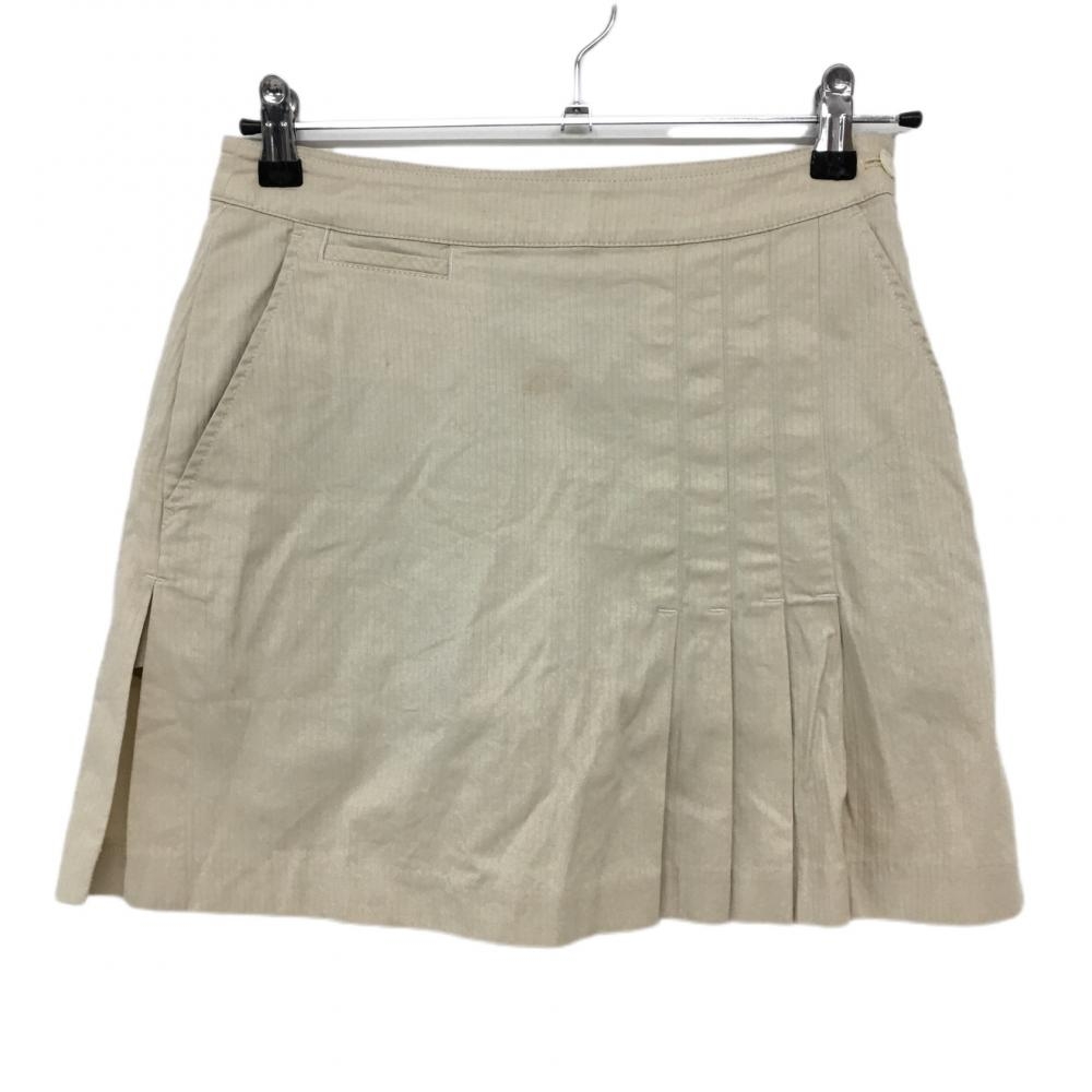 ビバハート スカート ベージュ ストライプ柄 一部プリーツ  レディース 38 ゴルフウェア VIVA HEART