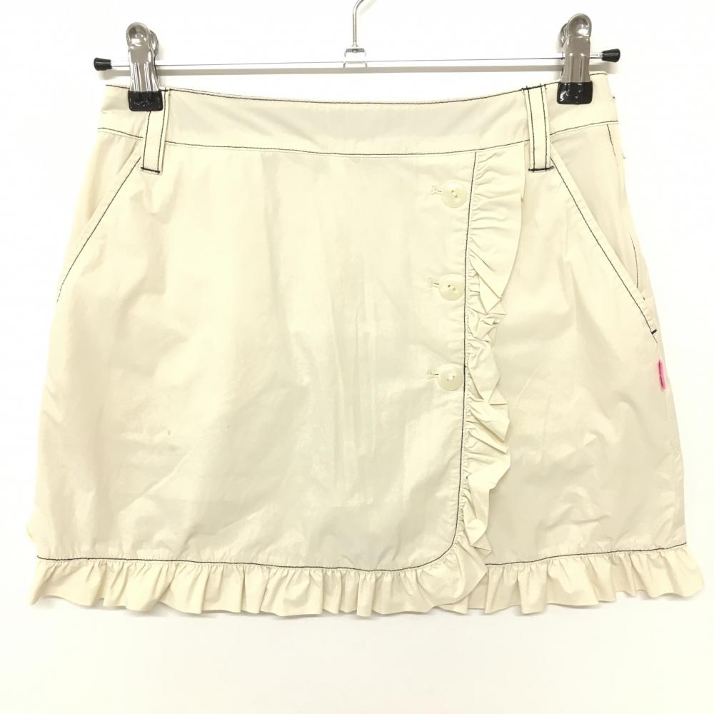 【美品】ビバハート スカート ベージュ ストレッチ フリル 内側インナーパンツ  レディース 38 ゴルフウェア VIVA HEART