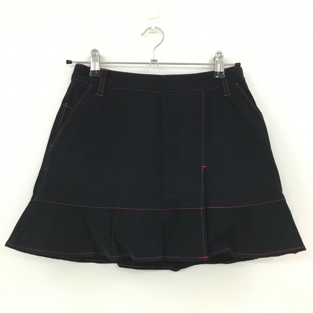【美品】ビバハート スカート 黒×ピンク ストレッチ ハート 内側インナーパンツ レディース 38 ゴルフウェア VIVA HEART