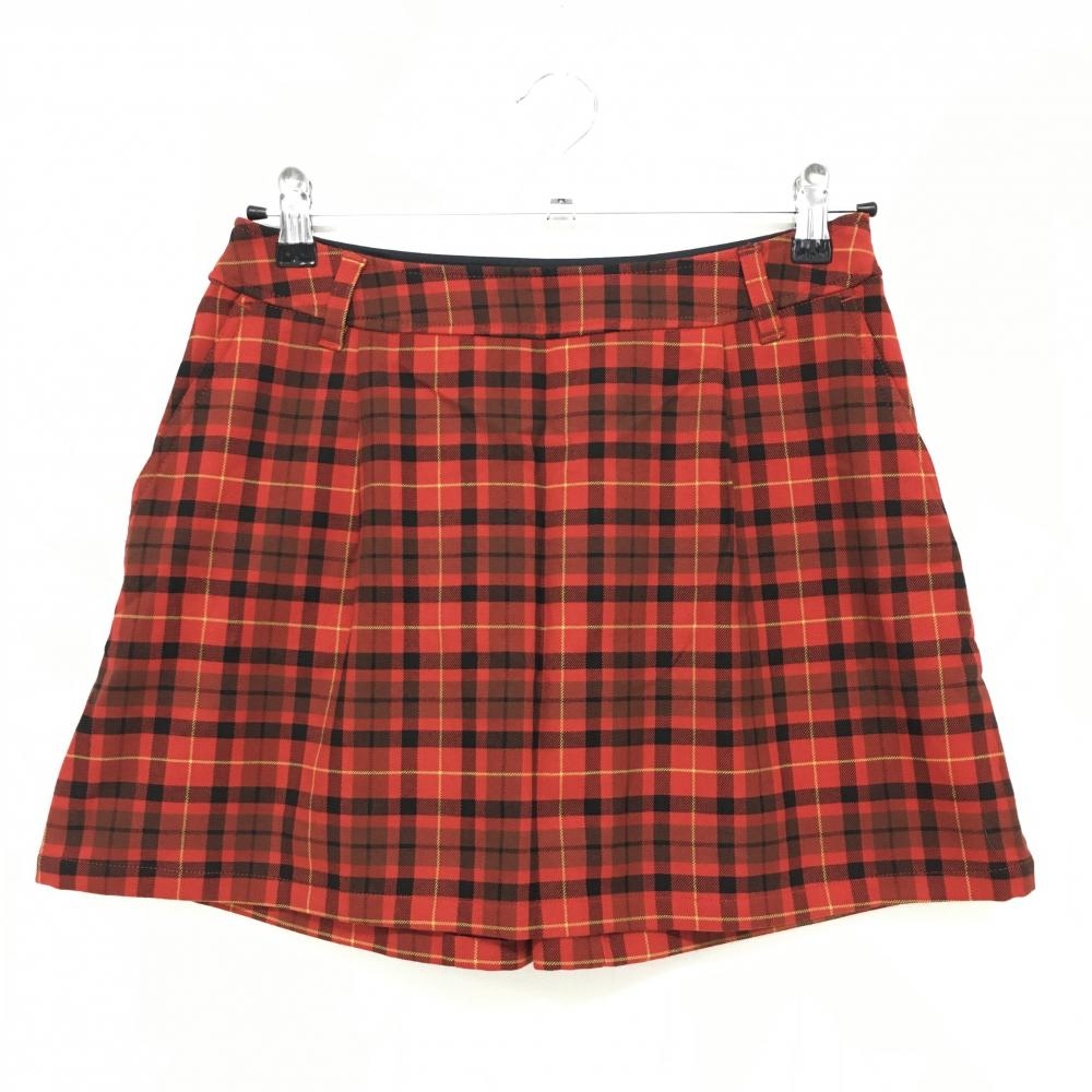 【超美品】ビバハート スカート レッド×黒 チェック バックリボン 秋冬 レディース 40 ゴルフウェア VIVA HEART