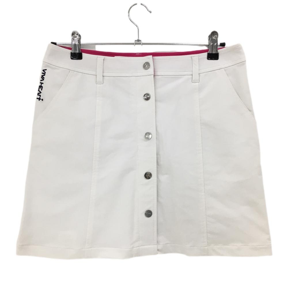 ビバハート スカート 白 ロゴ刺しゅう スナップボタン 内側インナーパンツ レディース 42(L) ゴルフウェア VIVA HEART