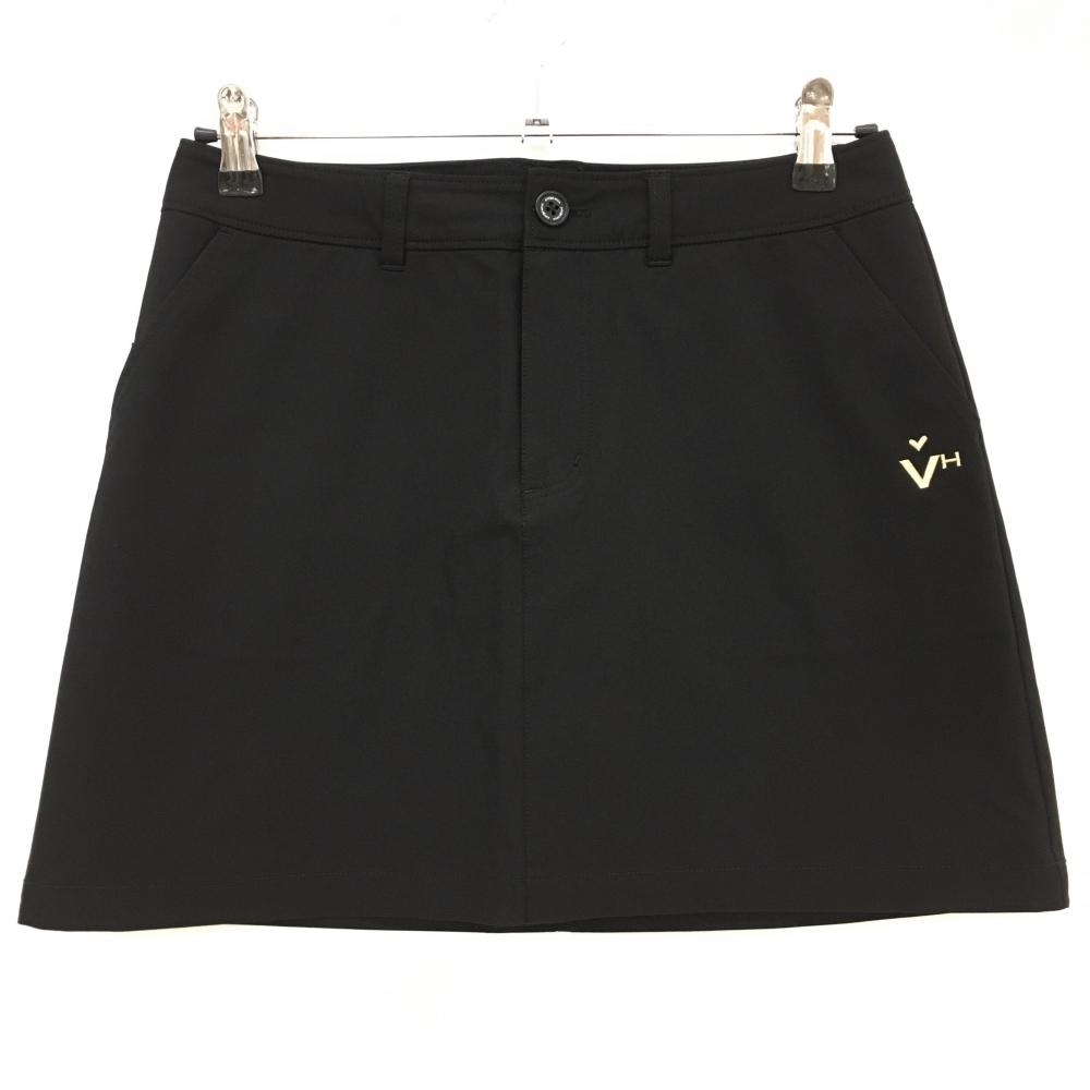 【超美品】ビバハート スカート 黒 ロゴゴールド レディース 42(L) ゴルフウェア VIVA HEART