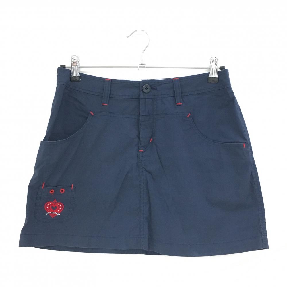 ビバハート スカート ネイビー×レッド ウエストロゴ レディース 40(M) ゴルフウェア VIVA HEART