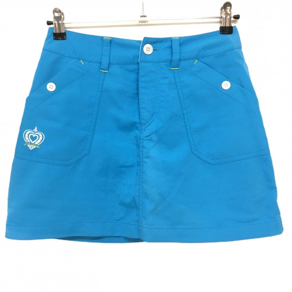 【超美品】ビバハート スカート ライトブルー 織生地 ロゴ刺しゅう レディース 38(S) ゴルフウェア VIVA HEART