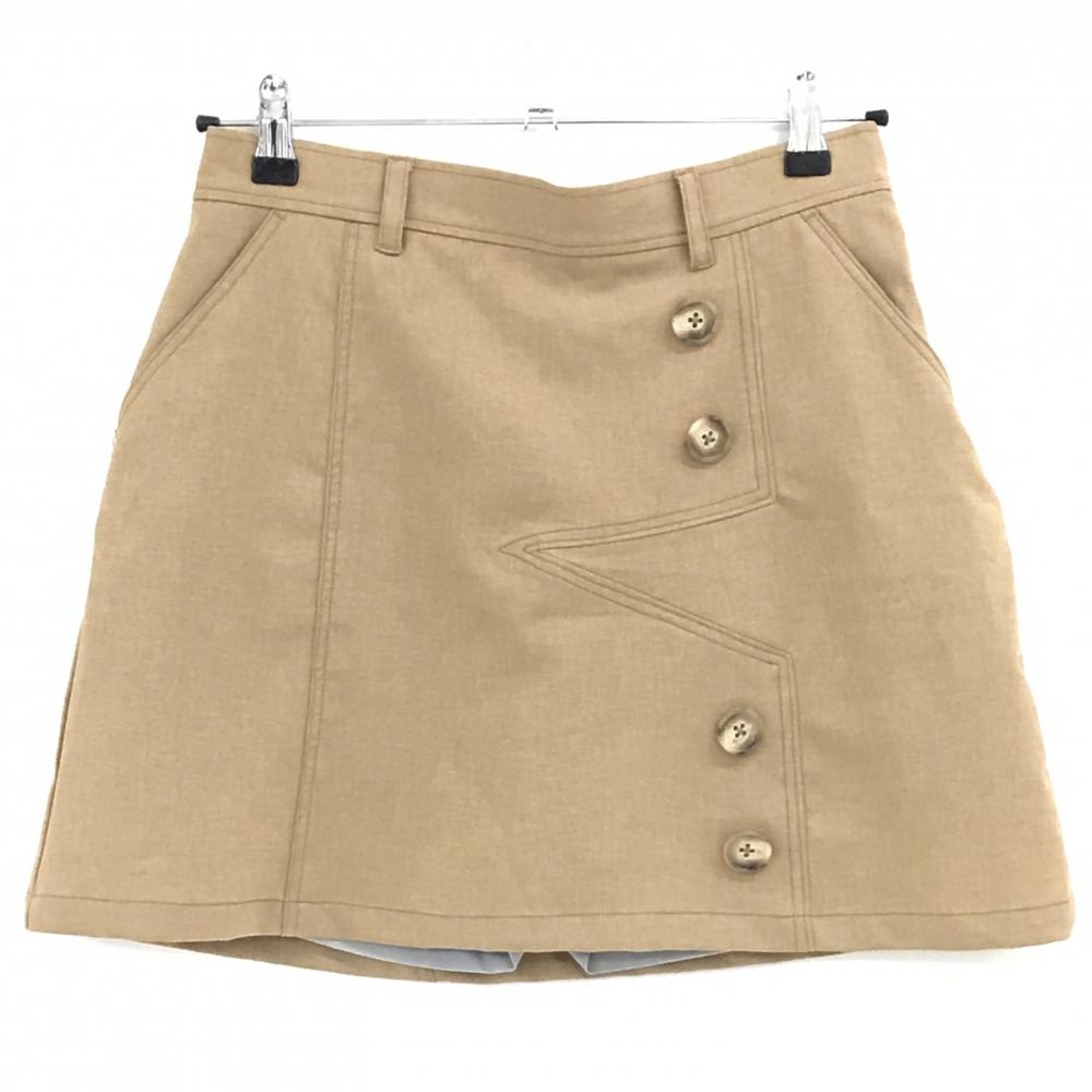 【超美品】ビバハート スカート ライトブラウン フロントボタン ロゴ刺しゅう レディース 42(L) ゴルフウェア VIVA HEART