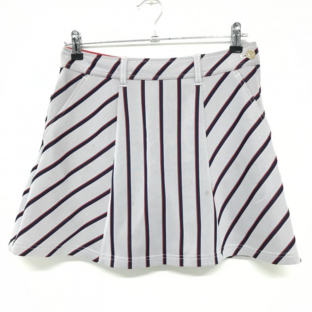 ビバハート スカート 白×ネイビー ストライプ 内側インナーパンツ レディース 40(M) ゴルフウェア VIVA HEART