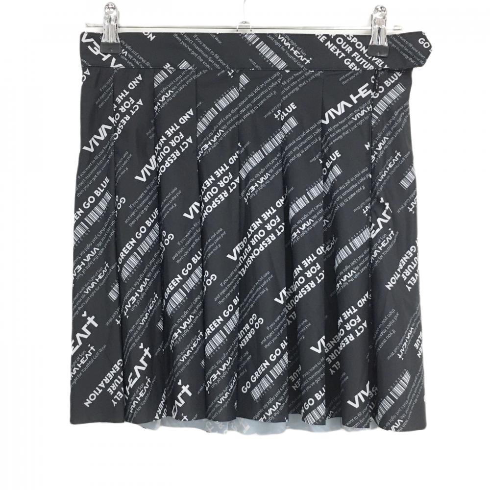 【新品】ビバハート プリーツスカート ネイビー×白 英字総柄  レディース 42(L) ゴルフウェア VIVA HEART