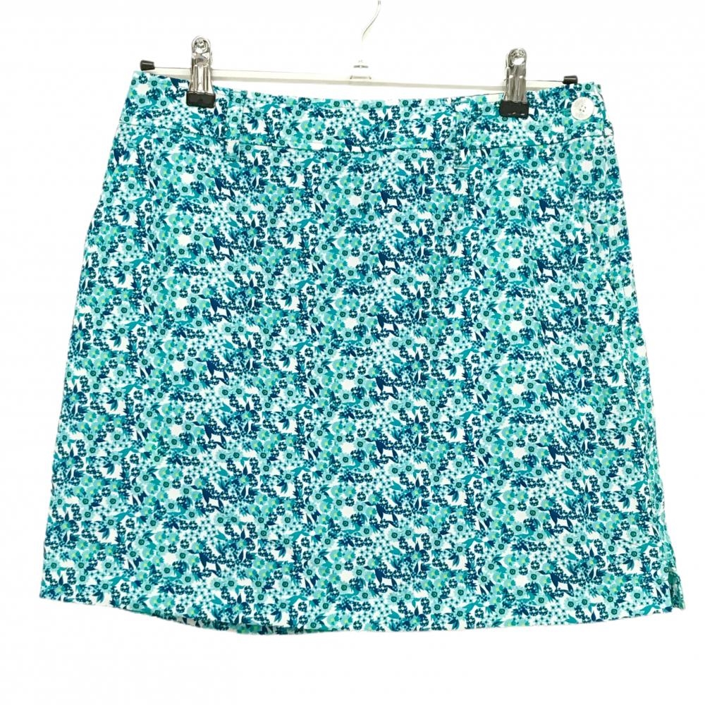 【超美品】ビバハート スカート 白×グリーン系×ネイビー 小花柄 内側インナーパンツ レディース 42(L) ゴルフウェア VIVA HEART