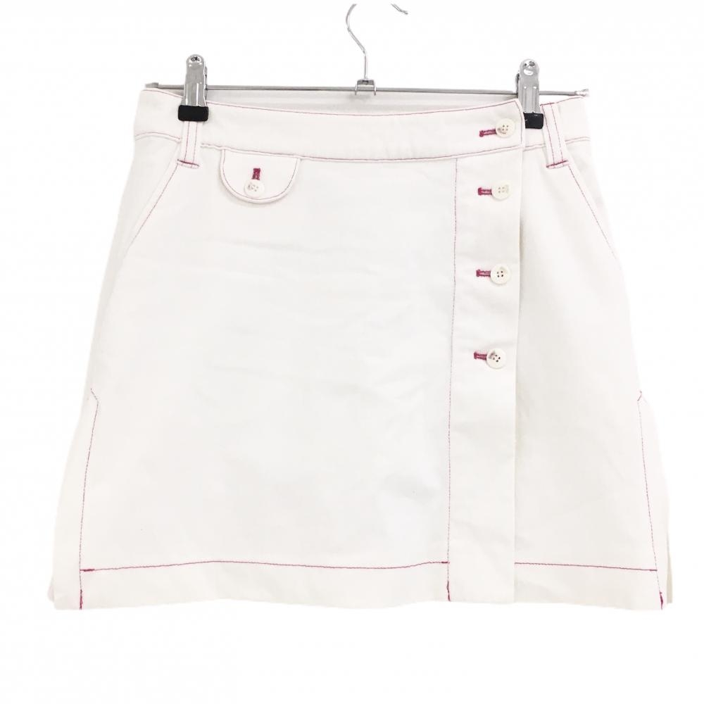 【超美品】ビバハート スカート 白 ステッチピンク ストレッチ 内側インナーパンツ  レディース 40(M) ゴルフウェア VIVA HEART