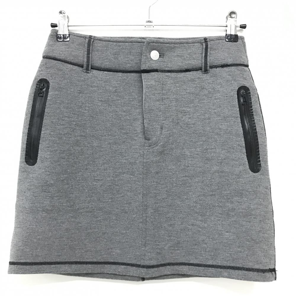 【超美品】ビバハート スカート 杢グレー×黒 スウェット生地 バックロゴ レディース 38(S) ゴルフウェア VIVA HEART