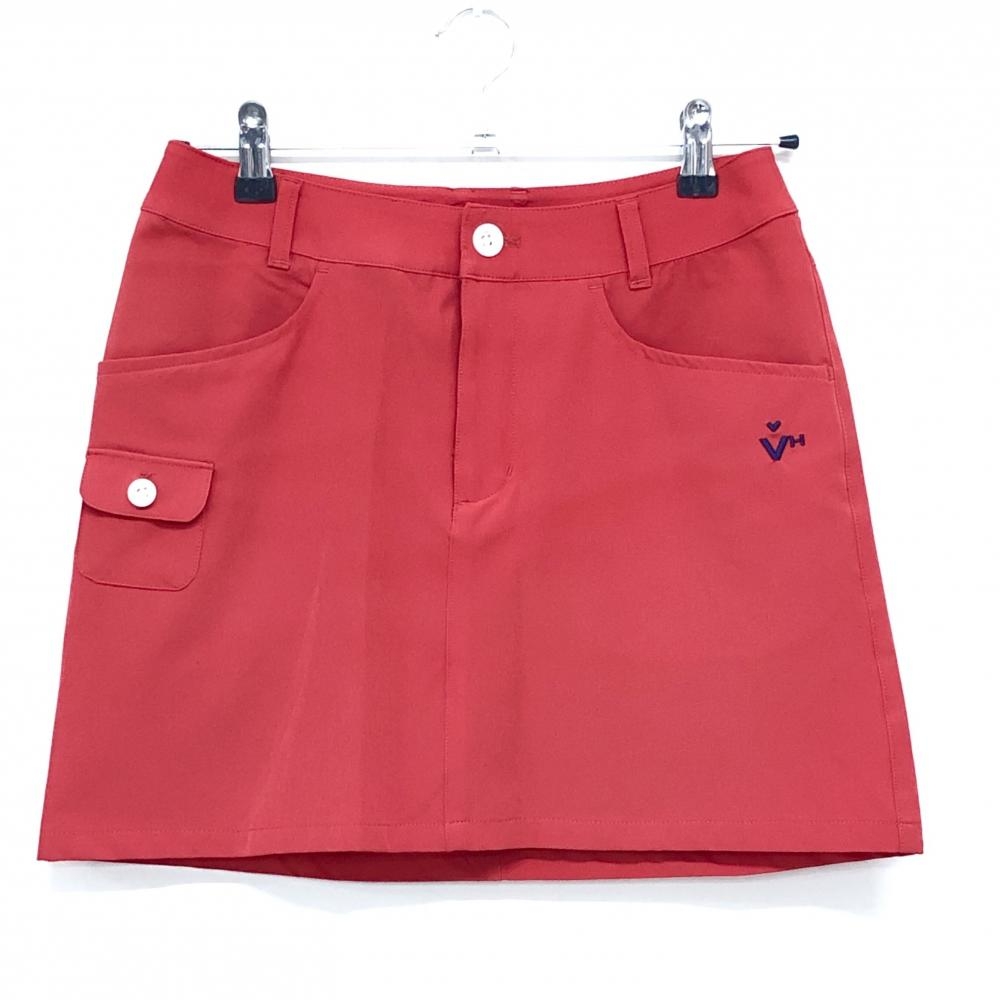 【超美品】ビバハート ストレッチスカート レッド 内側インナーパンツ レディース 38(S) ゴルフウェア VIVA HEART