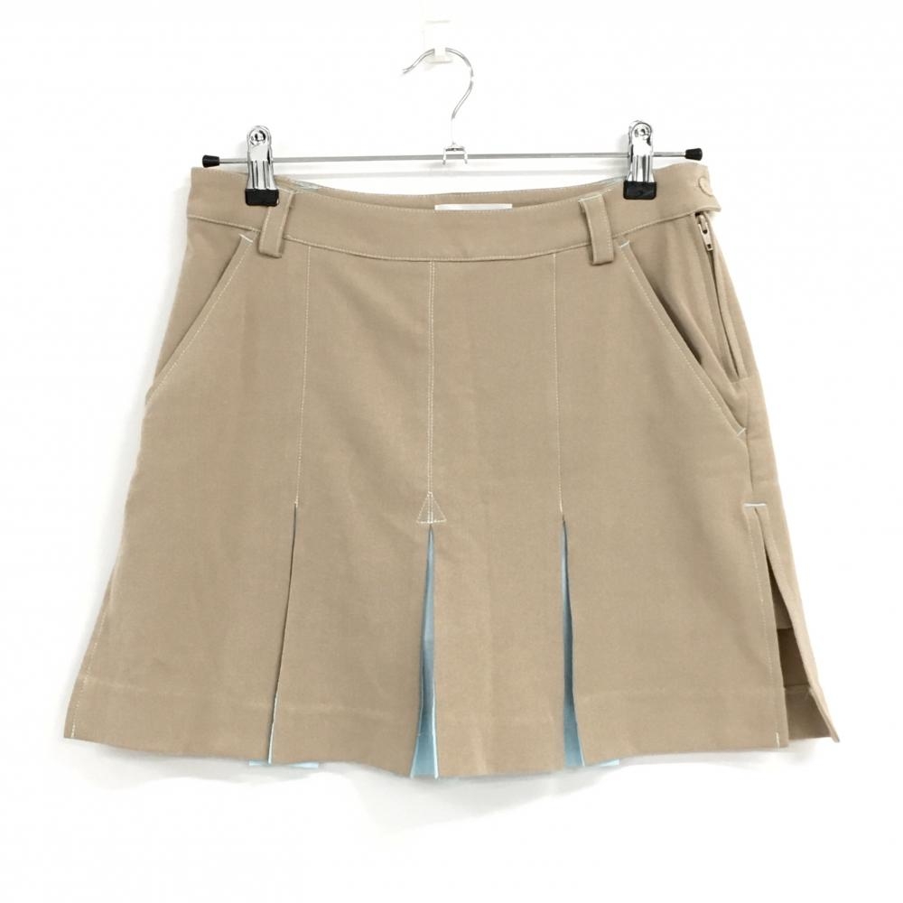 【美品】ビバハート スカート ライトブラウン×ライトブルー 内側インナーパンツ ストレッチ  レディース 40(M) ゴルフウェア VIVA HEART