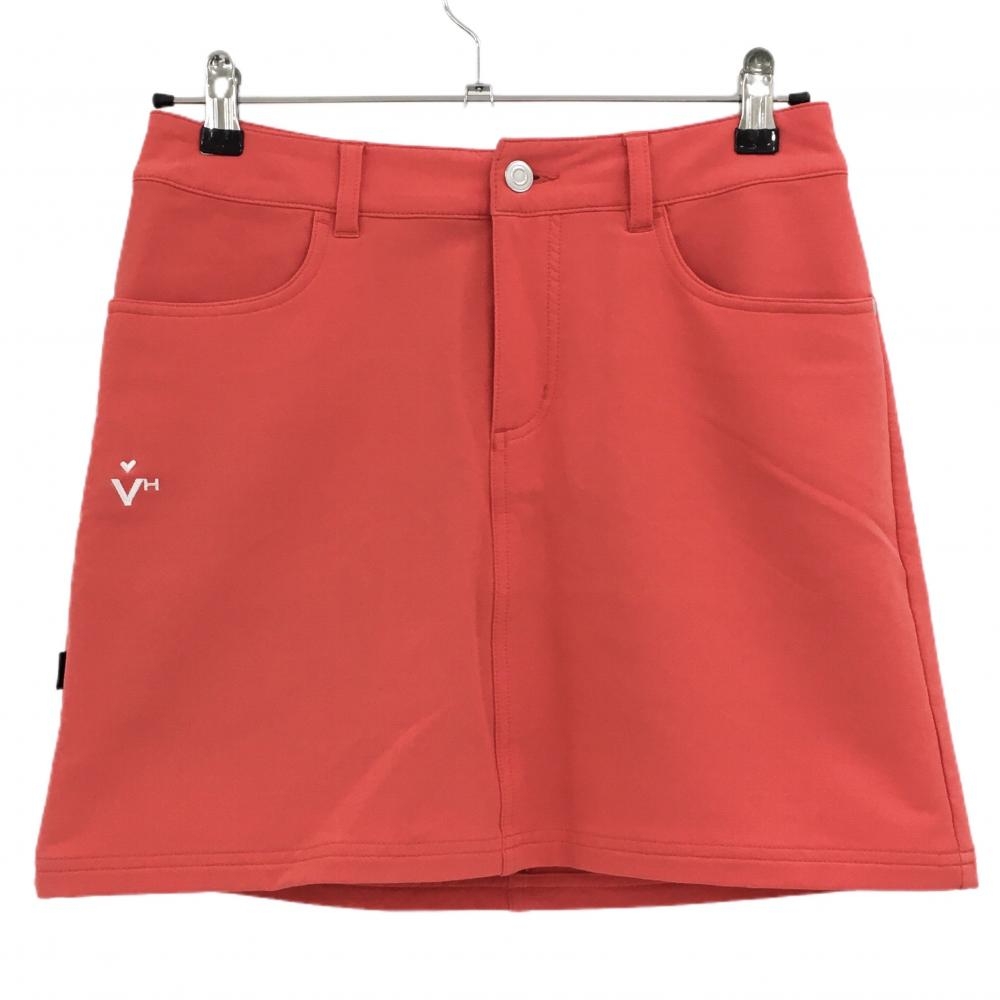 【美品】ビバハート スカート レッド×黒 背面ポケットロゴプリント レディース 40(M) ゴルフウェア VIVA HEART