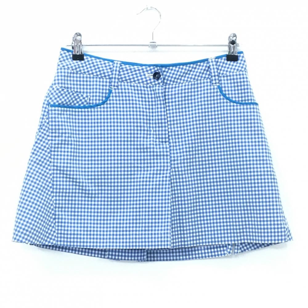 【美品】ビバハート スカート ブルー×白 ギンガムチェック 内側インナーパンツ  レディース 40(M) ゴルフウェア VIVA HEART