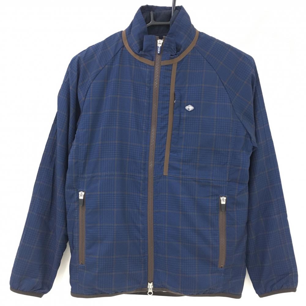 【超美品】フィドラ 2WAYジャケット ネイビー×ブラウン チェック 内側ベスト着脱可 蓄熱裏地  レディース S/P ゴルフウェア FIDRA