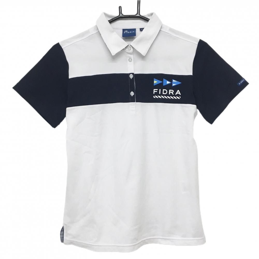 フィドラ 半袖ポロシャツ 白×ネイビー バイカラー  レディース M/M ゴルフウェア FIDRA