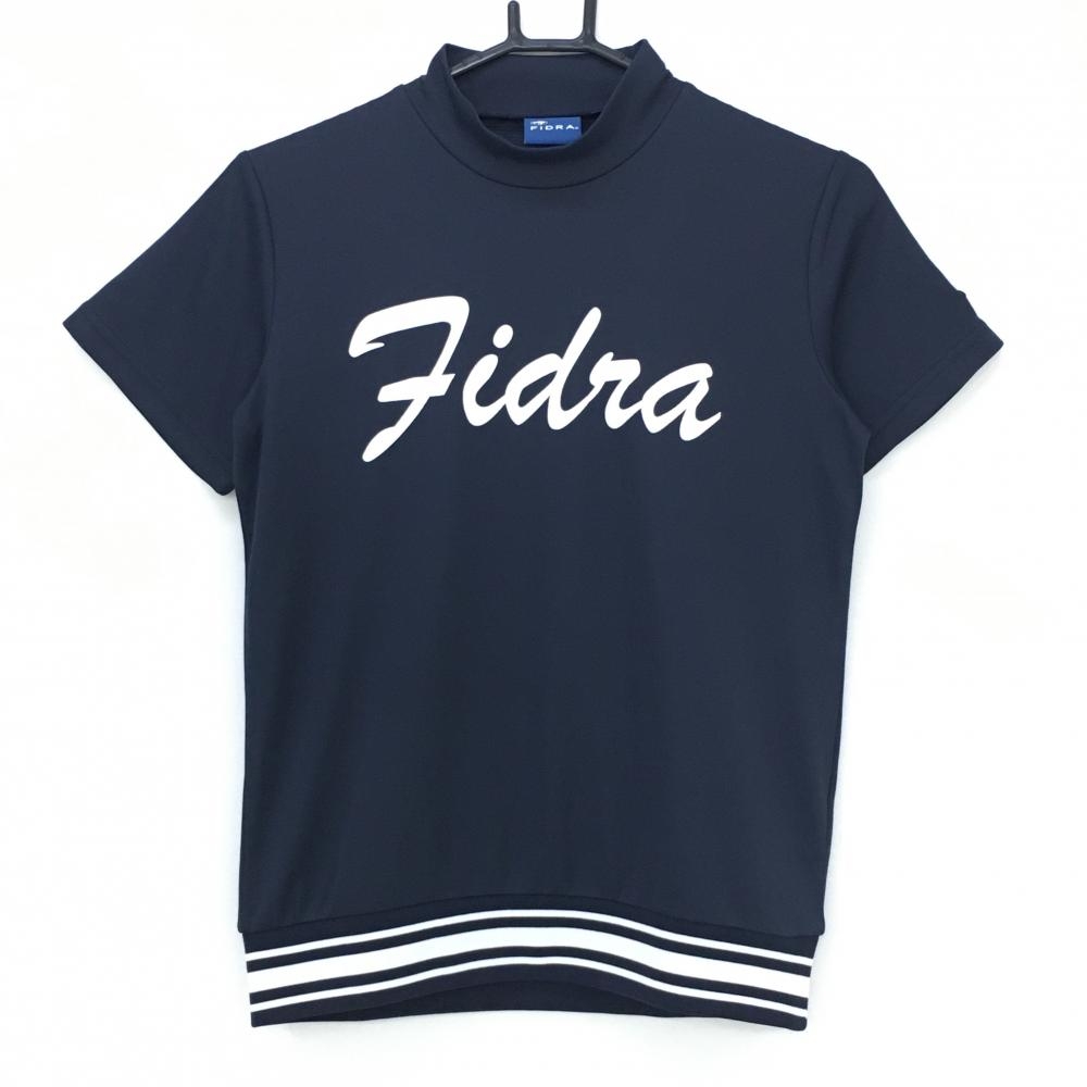 フィドラ 半袖ハイネックシャツ ネイビー×白 裾リブライン レディース M/M ゴルフウェア FIDRA 画像
