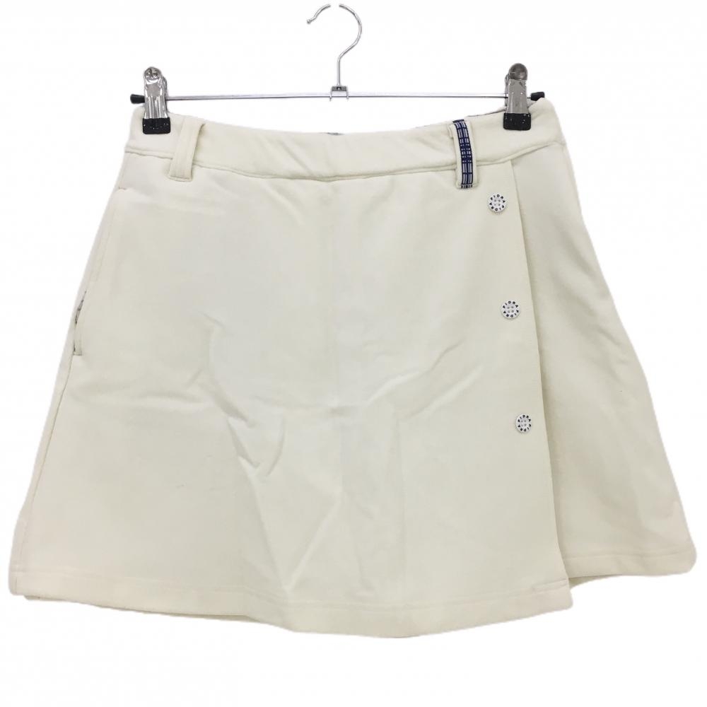 フィドラ スカート アイボリー ロゴボタン 裏起毛 内側インナーパンツ レディース M/M ゴルフウェア FIDRA