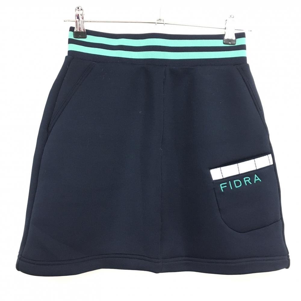 【美品】フィドラ ストレッチスカート ネイビー×ブルーグリーン ダンボールニット レディース S/P ゴルフウェア FIDRA