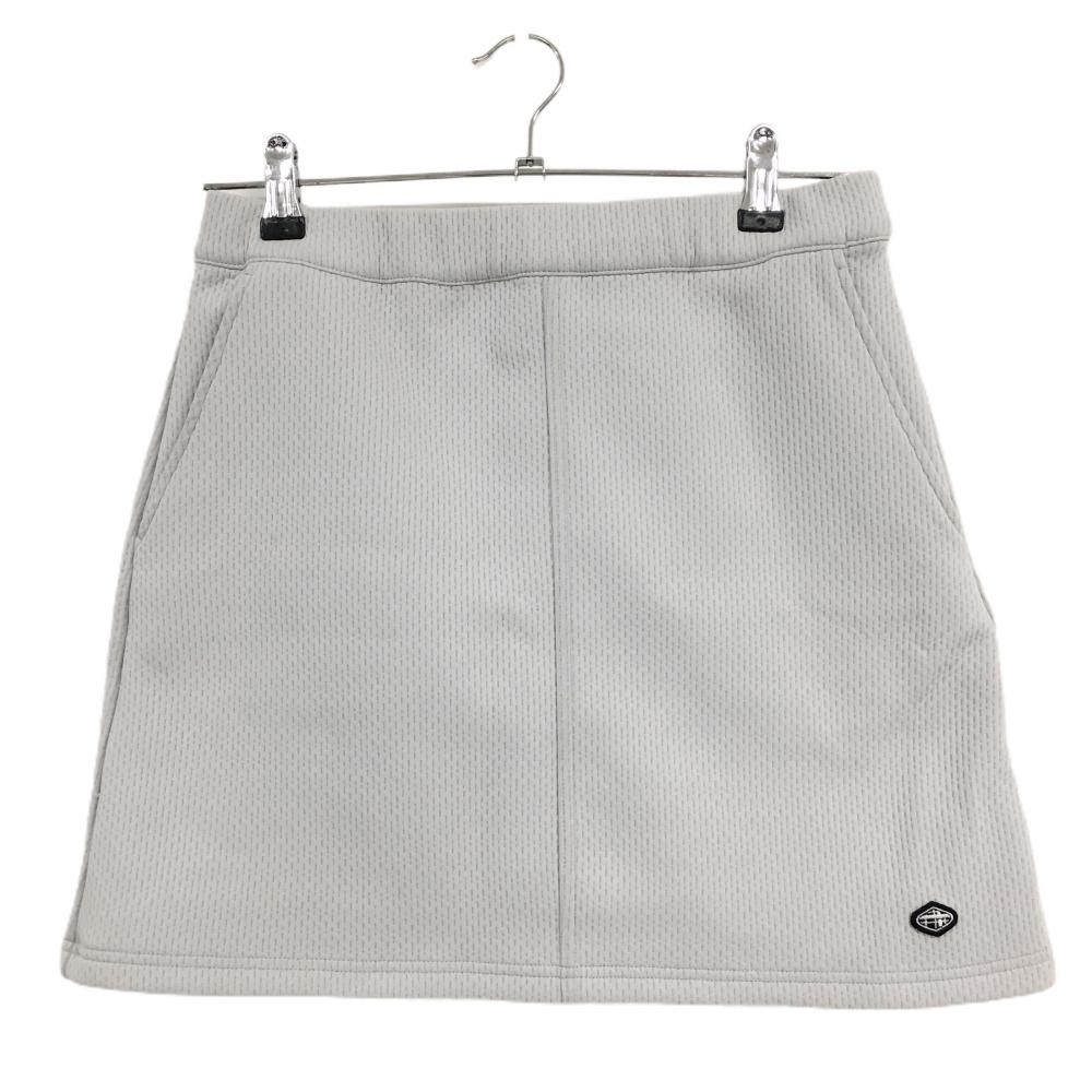 【美品】フィドラ スカート ライトグレー 凹凸生地 ウエスト紐チェック柄 レディース M/M ゴルフウェア FIDRA
