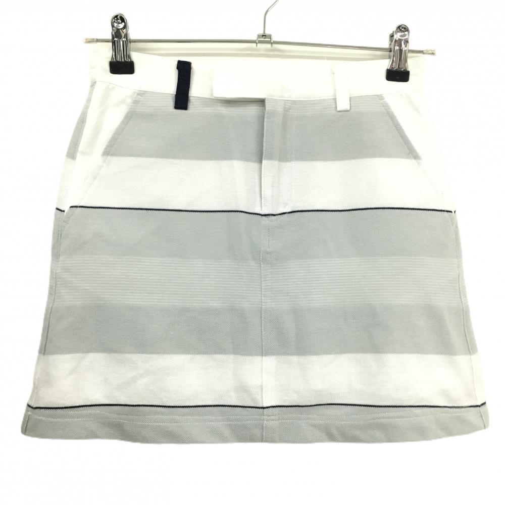 フィドラ スカート 白×グレー ボーダー 裏地付 レディース S/P ゴルフウェア FIDRA