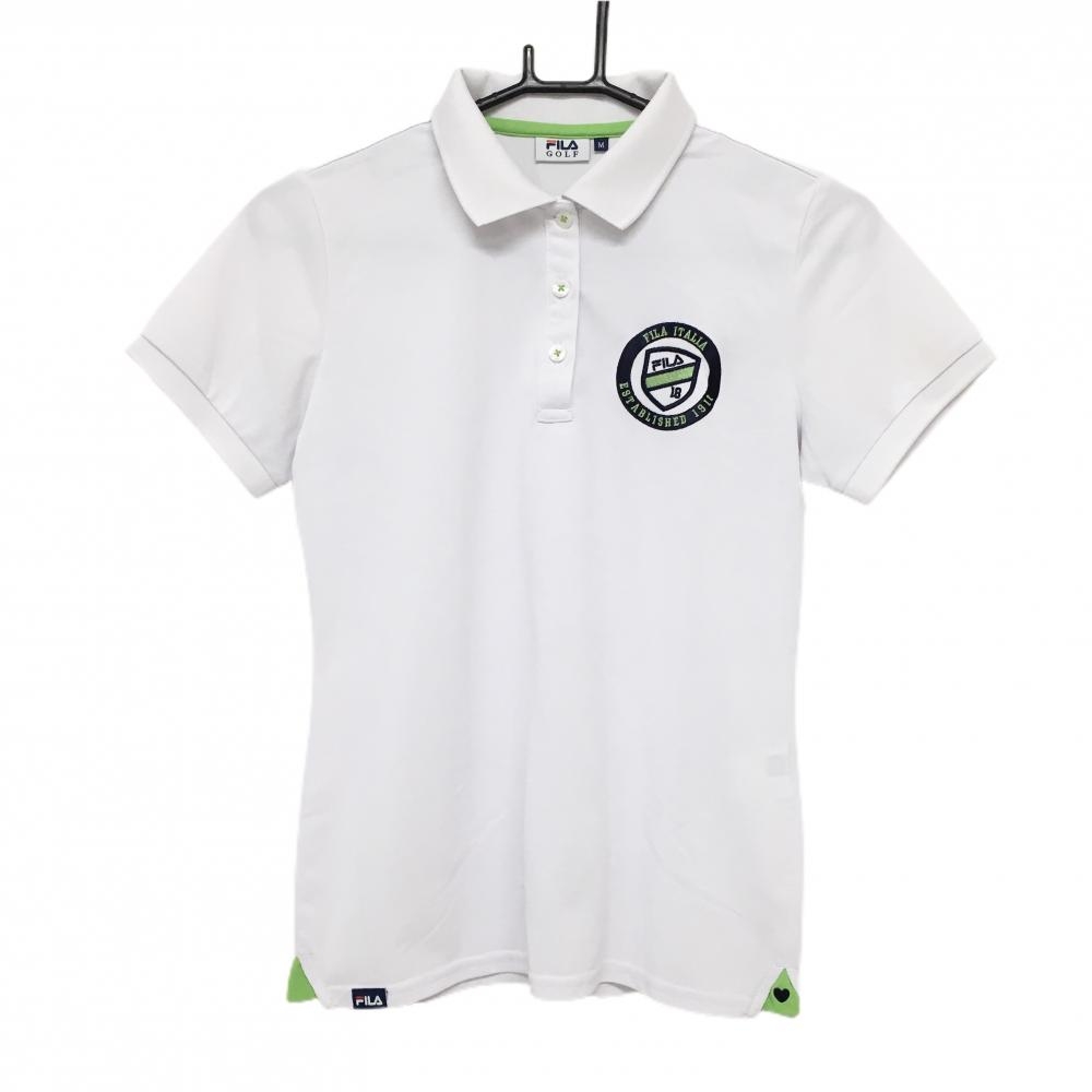 フィラゴルフ 半袖ポロシャツ 白 胸ワッペン レディース M ゴルフウェア FILA GOLF