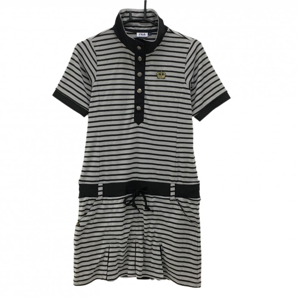 フィラゴルフ 半袖ワンピース グレー×黒 ボーダー  レディース L ゴルフウェア FILA GOLF