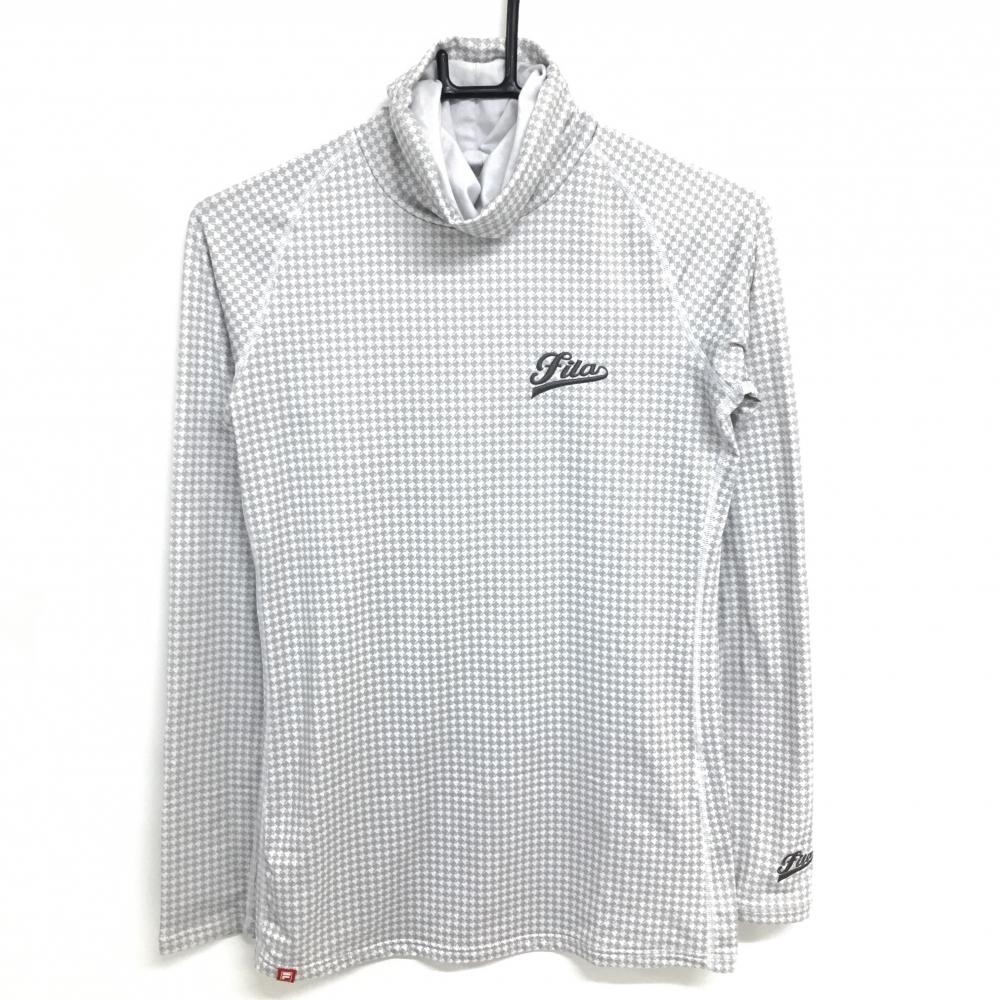 フィラゴルフ インナーシャツ 白×グレー ハイネックシャツ 総柄 ネックギャザー レディース M ゴルフウェア FILA GOLF 画像