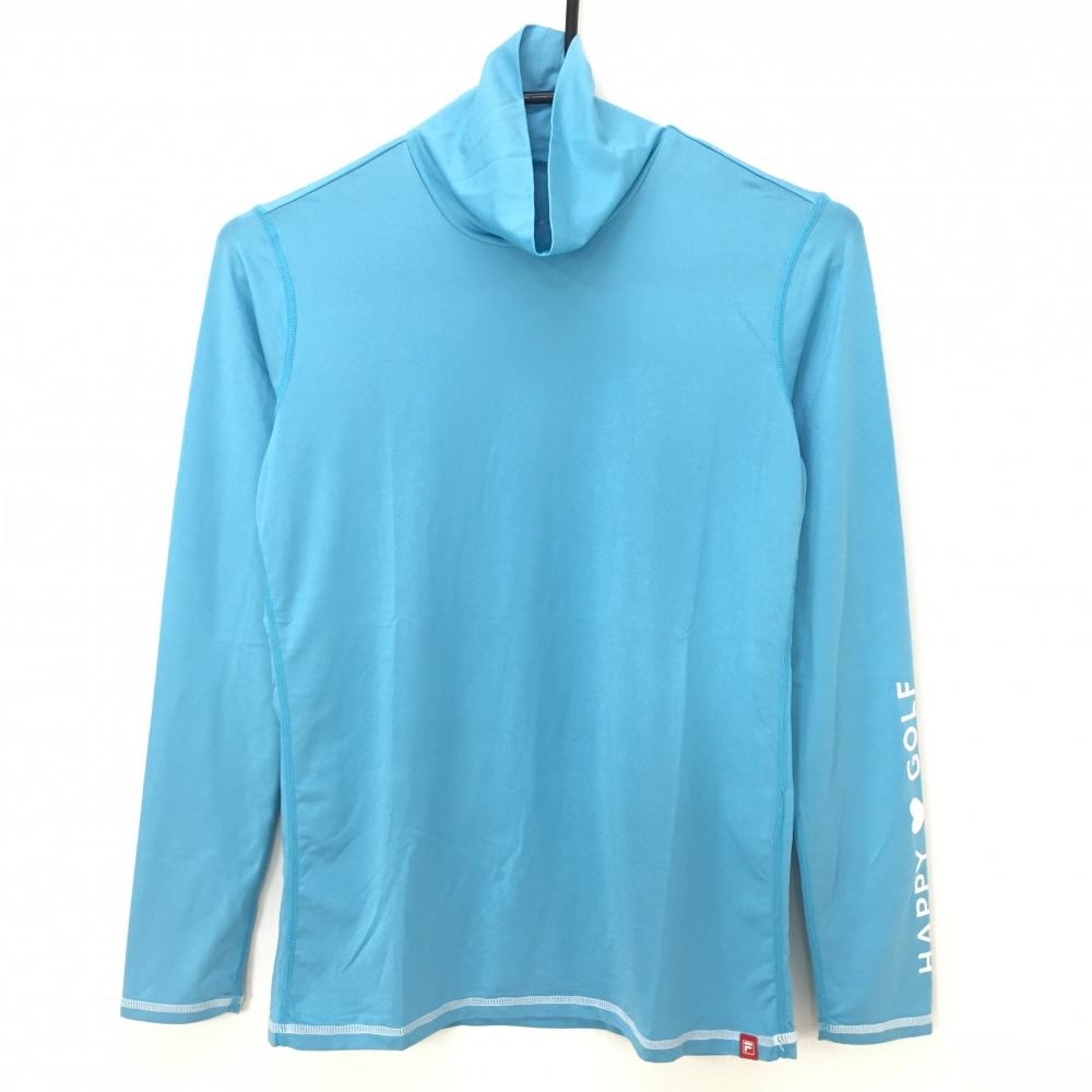【美品】フィラゴルフ ハイネックインナーシャツ ライトブルー×白 袖プリント  レディース  ゴルフウェア FILA GOLF 画像