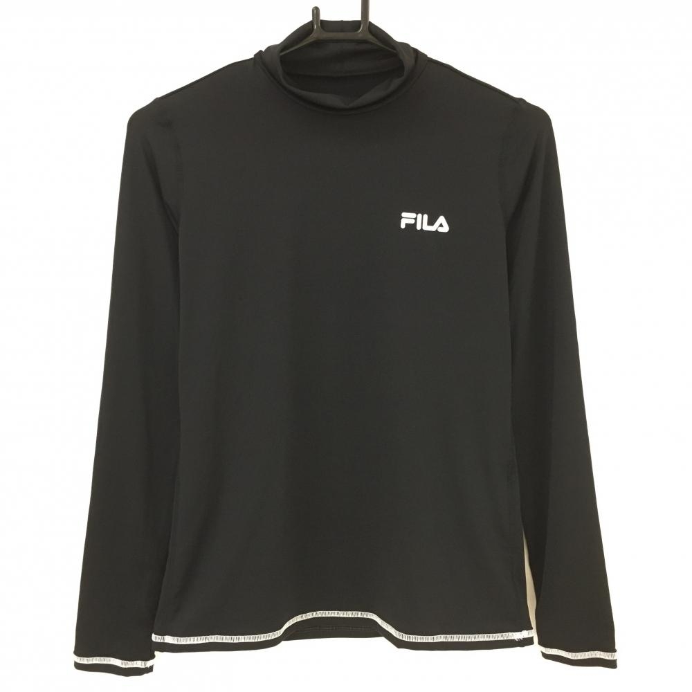 【新品】フィラゴルフ ハイネックインナーシャツ 黒×白 ロゴプリント  レディース M ゴルフウェア FILA GOLF