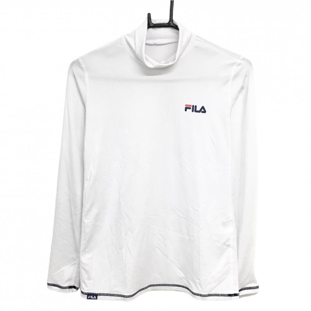 フィラゴルフ ハイネックインナーシャツ 白 ステッチネイビー レディース L ゴルフウェア FILA GOLF