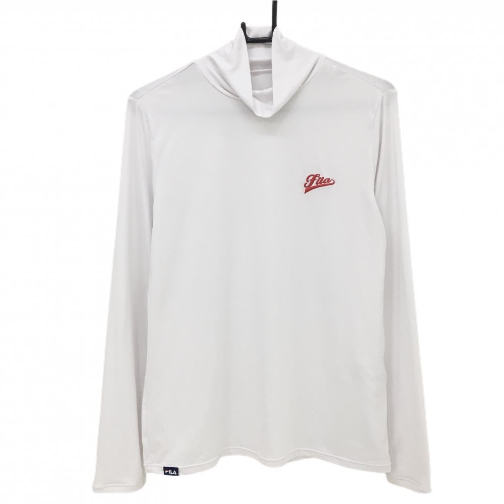 【超美品】 ハイネックインナーシャツ  白×レッド 胸元ロゴ刺しゅう レディース LL ゴルフウェア FILA GOLF