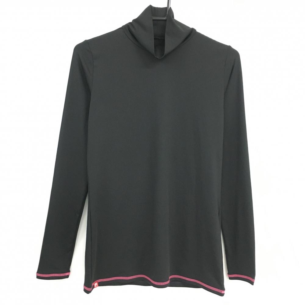 【超美品】フィラゴルフ ハイネックインナーシャツ 黒×ピンク ストレッチ  レディース L ゴルフウェア FILA GOLF