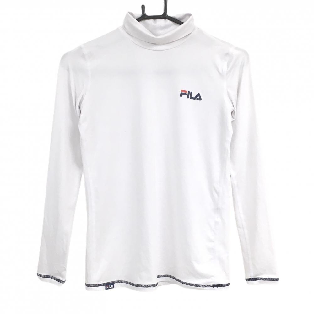 フィラゴルフ ハイネックインナーシャツ 白×ネイビー 胸ロゴ ストレッチ レディース  ゴルフウェア FILA GOLF