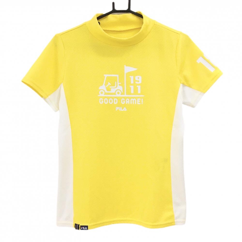 フィラゴルフ 半袖ハイネックシャツ イエロー×白 カート  レディース L ゴルフウェア FILA GOLF