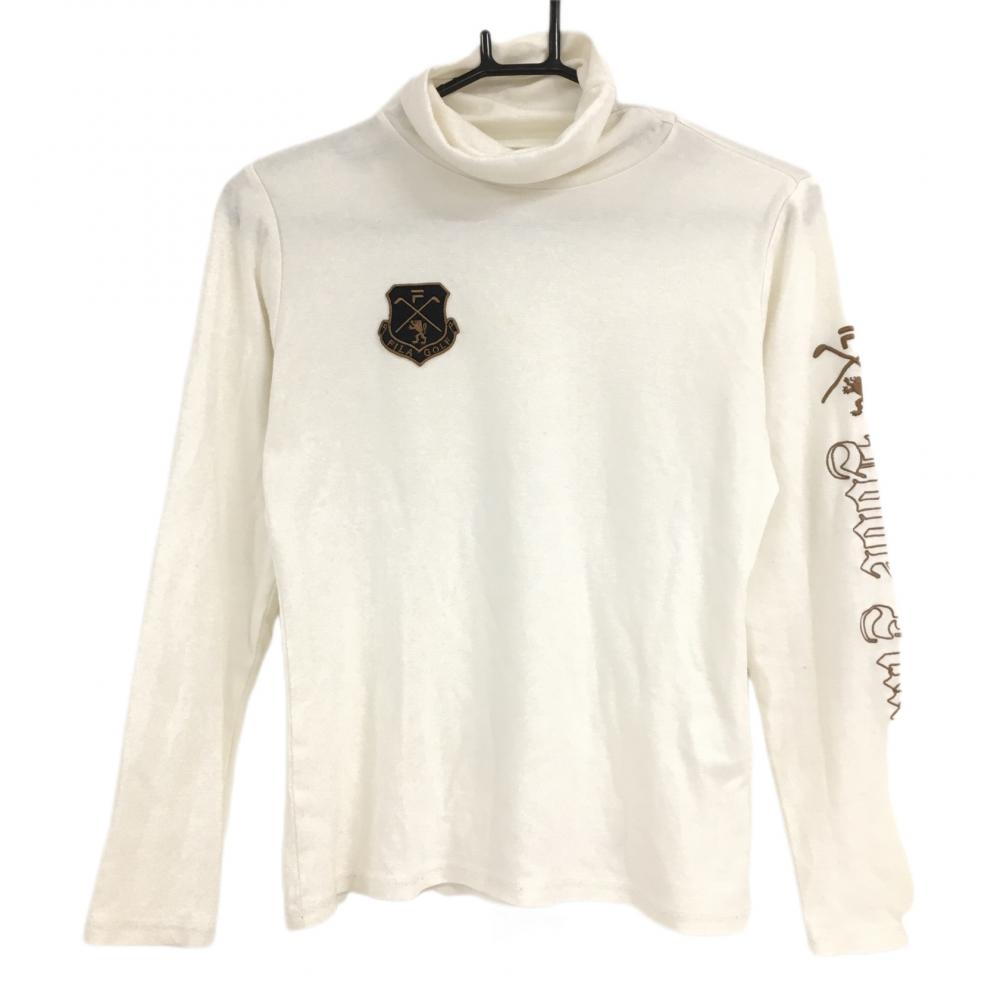 フィラゴルフ 長袖ハイネックシャツ 白 表微起毛 アクリル混 レディース  ゴルフウェア FILA GOLF