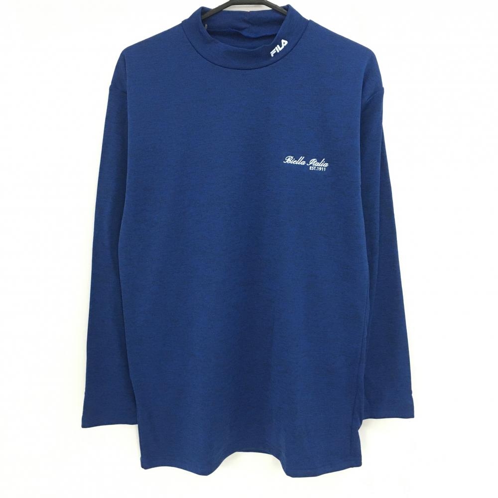 【新品】フィラ 長袖ハイネックシャツ 杢ネイビー ネックロゴ 裏微起毛 レディース 3L ゴルフウェア 大きいサイズ FILA GOLF