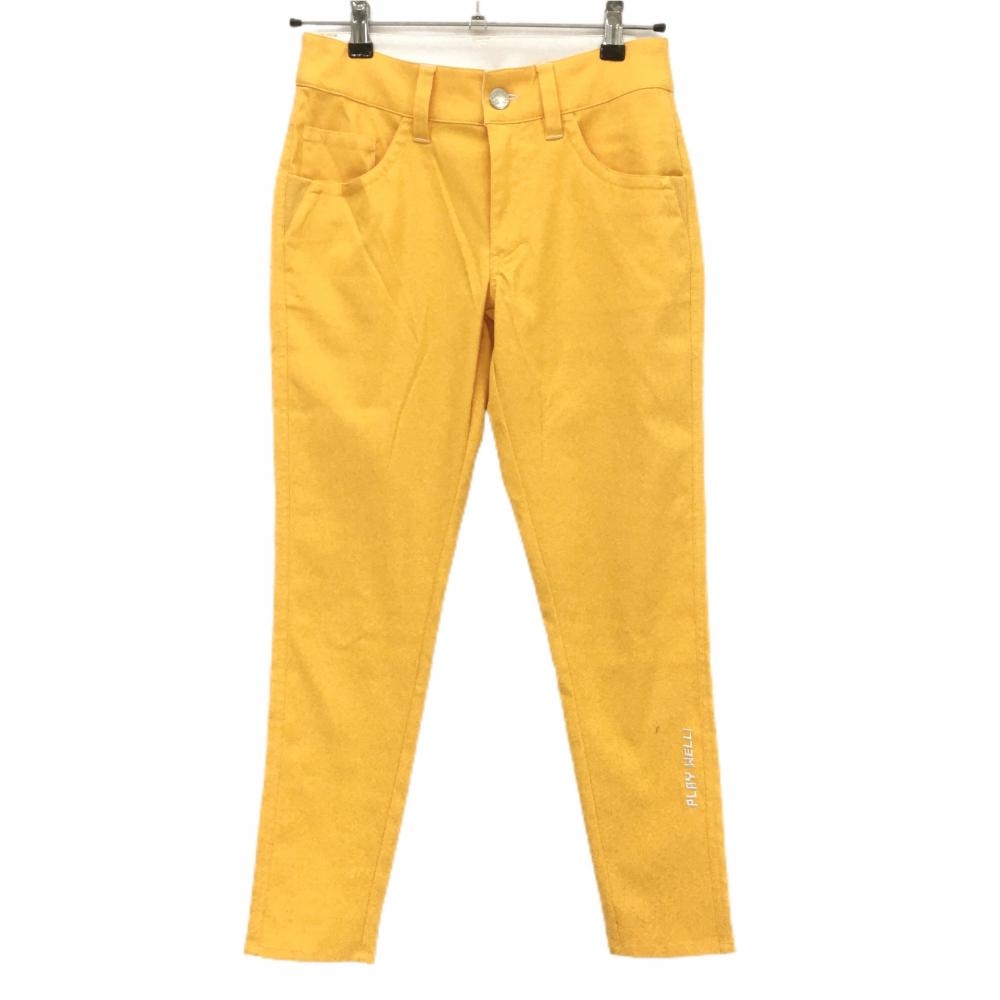 【美品】フィラゴルフ パンツ オレンジ シンプル ストレッチ ロゴ刺しゅう レディース S ゴルフウェア FILA GOLF