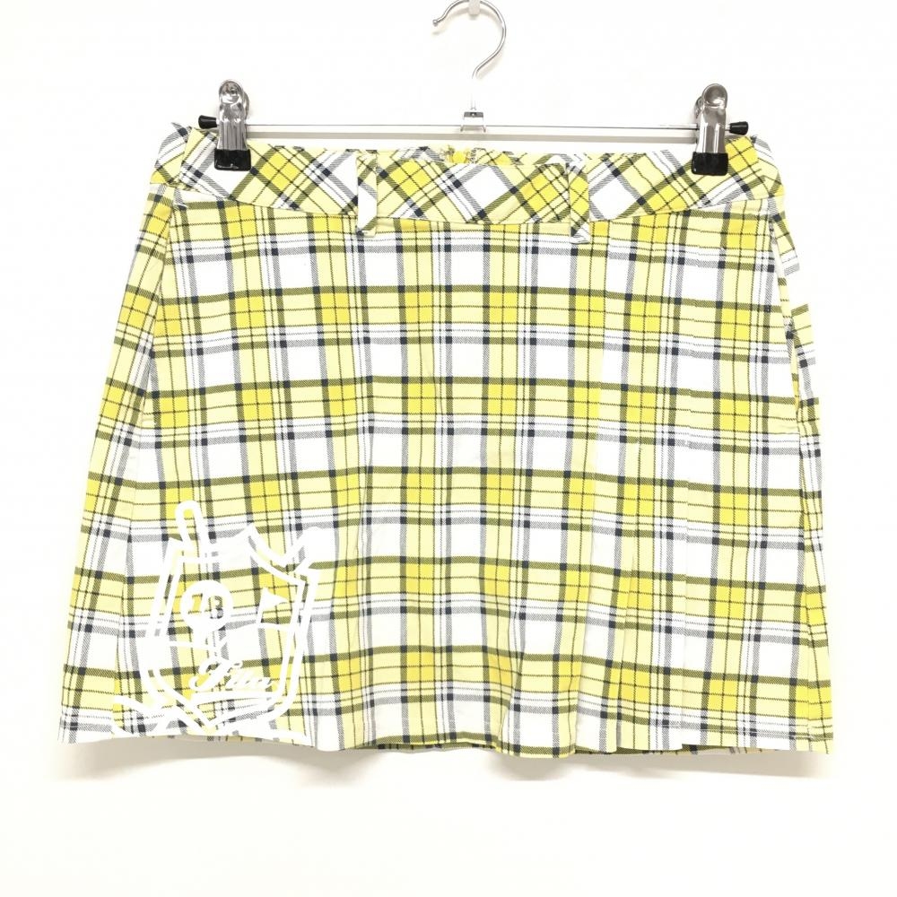【美品】フィラゴルフ スカート チェック柄 総柄 一部プリーツ  レディース L ゴルフウェア FILA GOLF