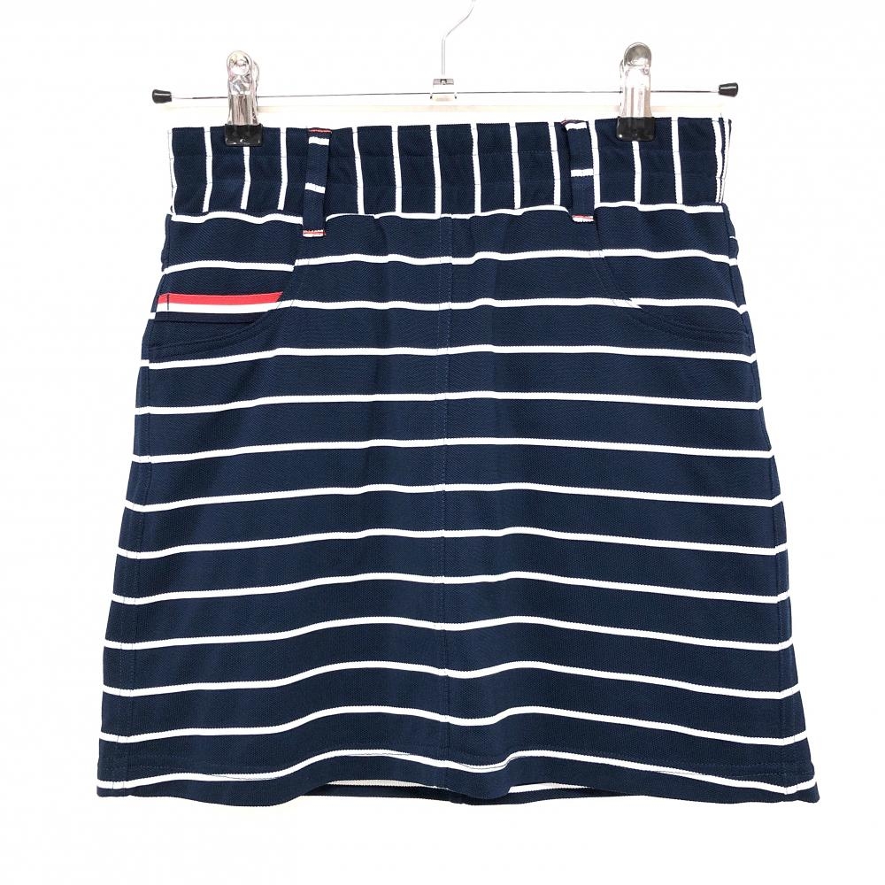 【超美品】フィラゴルフ スカート ネイビー×白 ボーダー ストレッチ 内側インナーパンツ レディース S ゴルフウェア FILA GOLF