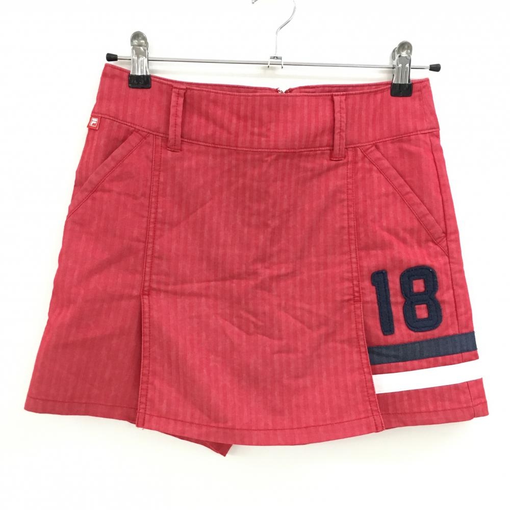 【超美品】フィラゴルフ スカート レッド ストライプ 内側パンツ レディース S ゴルフウェア FILA GOLF