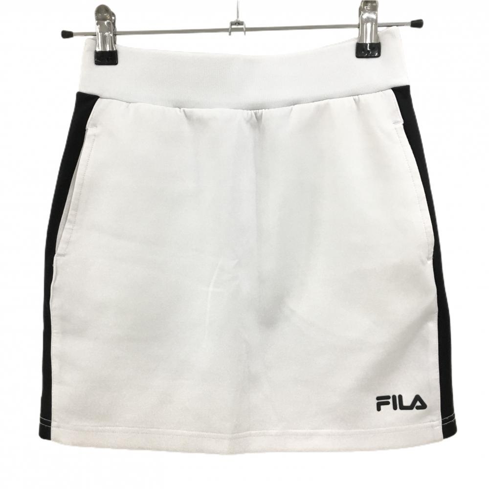 フィラゴルフ スカート 白×黒 サイドライン  レディース S ゴルフウェア FILA GOLF