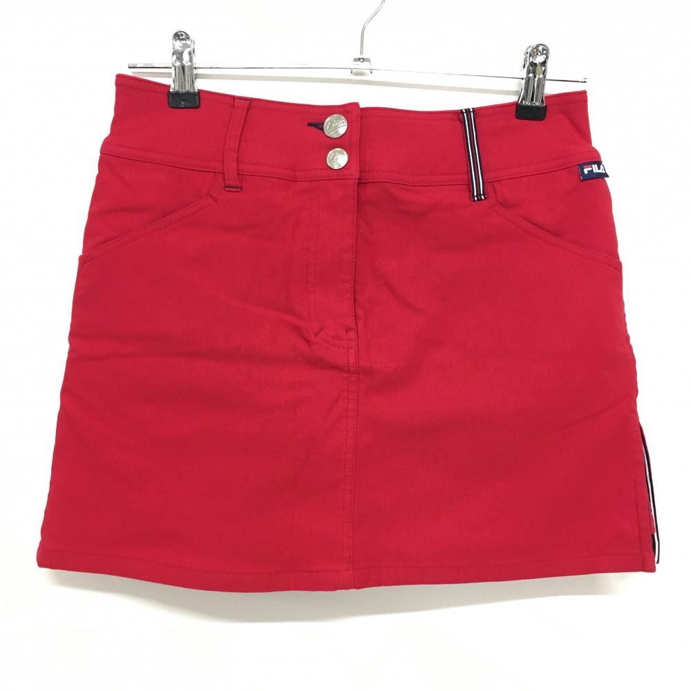 【美品】フィラゴルフ スカート レッド サイドスリット 裏微起毛 内側パンツ レディース M ゴルフウェア FILA GOLF