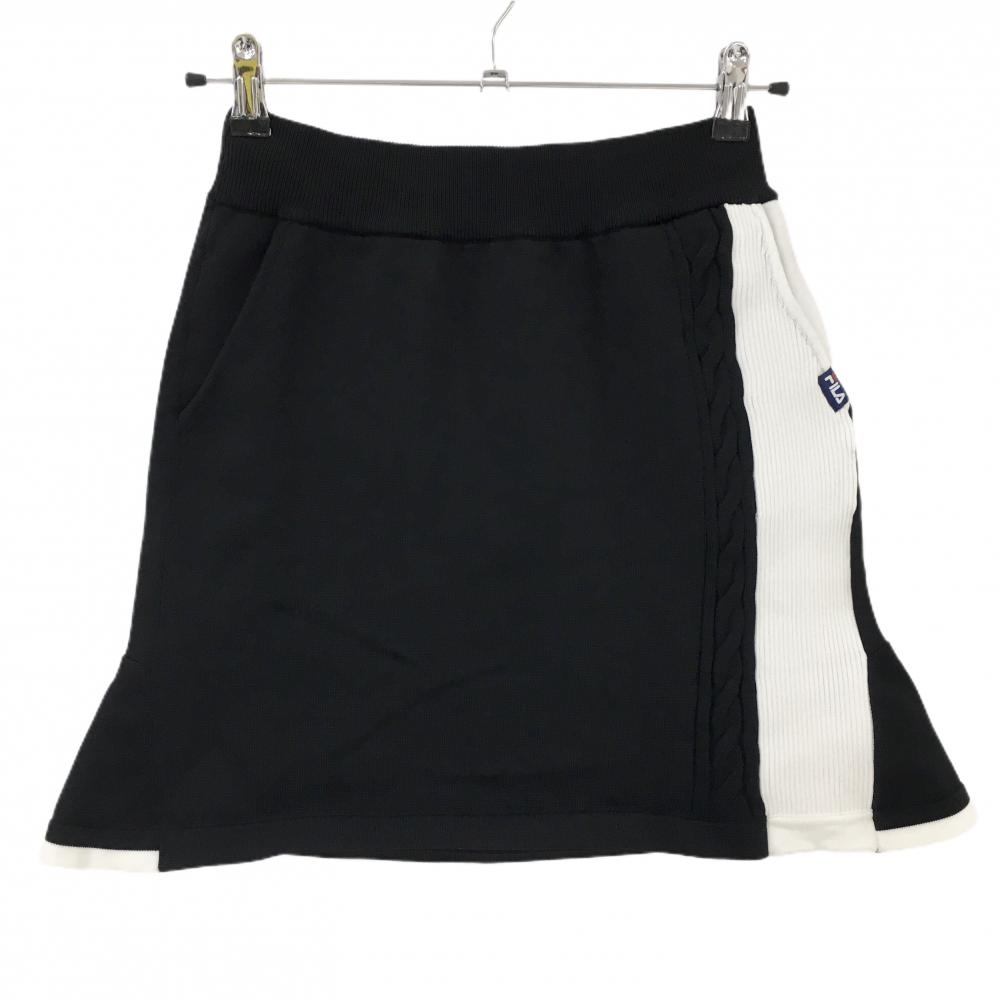 【美品】フィラゴルフ ニットスカート 黒×白 バイカラー  レディース M ゴルフウェア FILA GOLF