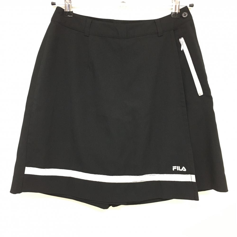 【美品】フィラゴルフ キュロットスカート 黒×グレー 裾ライン レディース L ゴルフウェア FILA GOLF 画像